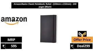 AmazonBasics Classic Notebook, Ruled   130mm x 210mm   240 pages Black