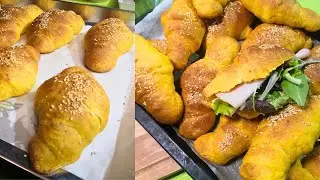 Хлеб в форме круассана из тыквы | Домашний хлеб