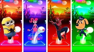  Minion 🆚 Mommy long leng 🆚 Spider-man 🆚 Dog as a police cartoon /tiles hop game 
