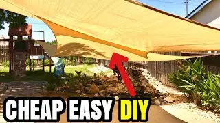 CHEAP DIY SHADE SAIL COVER FOR BACKYARD KOI POND!