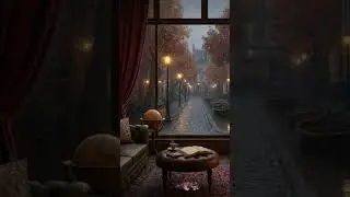 Cozy Coffee Shop & Rainy Jazz Outside | Vintage Autumn Street & Smooth Jazz Piano For Relaxing