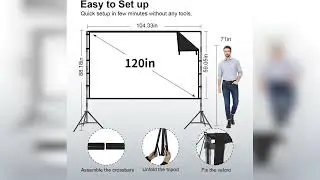 Review: Outdoor Projector Screen with Stand, TOWOND 120 inch Portable Projector Screen Black B...