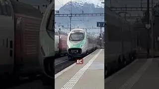 D&eacute;part d&rsquo;un Pendolino ETR 610 TrenItalia r&eacute;nov&eacute; &agrave; Sion. #train #pendolino #etr610 #trenitalia #sion