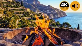 Most Romantic Italian Love Songs 1950s Fireplace at Amalfi Lemon Garden | Oldies Music