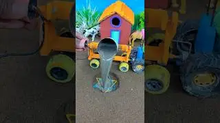 🚜😱Mini Tractor Making Strong Base | Real Cement Foundation #shorts #youtubeshorts