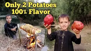 No Pot, Just Fire! Traditional Potato Recipe in Nature | Nature and Village Life