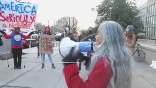 People protesting Elon Musk and DOGE gather outside the Office of Personnel Management