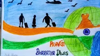 Pravasi Bhartiya Diwas poster drawing easy # NRI day drawing step by step sketch drawing # drawing 🔥