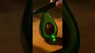 ✨ Extreme Macro ASMR | Glass Avocado with Crystal-Cut Seed & Knife Reflection