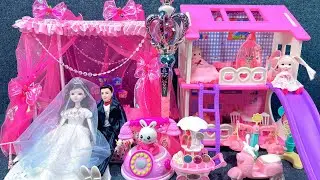 10 minute Satisfactory Unboxing of Barbie Princess Wedding Dress - up Game Set ASMR