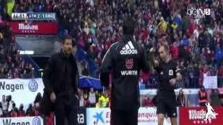 Big Fight Between Atletico Madrid Assistant coach vs Referee - Atletico vs Real Madrid 2/3/2014