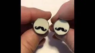 Mustache Cufflinks White and Black Enamel Cuff Links Jay Pins #mustaches #cufflinks #giftsfordad