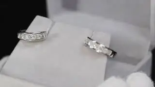 Small diamond hoop earrings, princess cut diamond hoop earrings, iced out hoop earrings