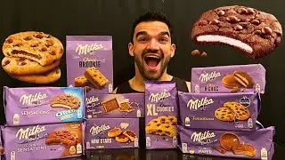 ASMR MILKA CHOCOLATE MUKBANG DESSERT PARTY, MILKA COOKIES, OREO MILKA, CHOCOLATE COOKIES