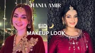 Recreated Hania Amir&rsquo;s Eid makeup look🌙💗 |Eid makeup tutorial | Traditional makeup |