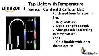 Tap Light with Temperature Sensor 3 Colour LED Water Faucet Tap