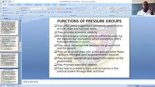 GOD FIRST COLLEGE:  GOVERNMENT PRESSURE GROUP SS1 WEEK 9&10