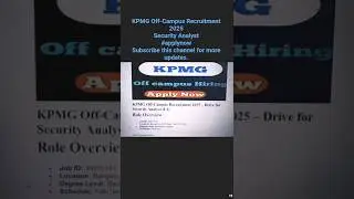 🔥KPMG Hiring 2025! Cyber Security Analyst Job #job #jobsearch #freshers #shorts #trending