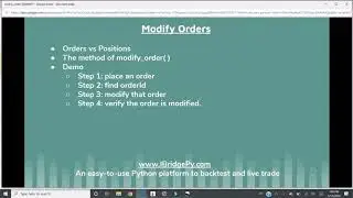 Place order and modify order algorithmic trading Python Interactive Brokers Robinhood TD Ameritrade