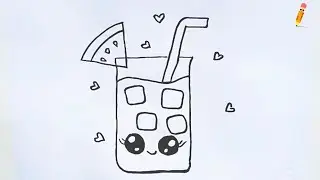 watermelon juice Drawing | How to draw watermelon juice  for step by step | Colouring Drawing