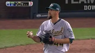 AL WC: Gregerson fans last two batters to end threat