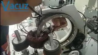 Big Toroidal Coil Gear Head Semi Automatic Differential Mode Inductor Insulate Tape Wrapping Machine