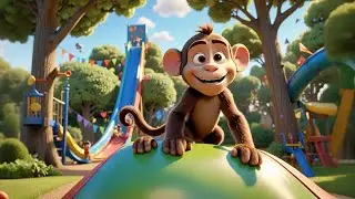 Max Monkey Rides a Slide | Fun Monkey Song for Kids | Nursery Rhyme Adventure with Slides and Smiles