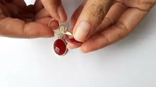 Sterling silver, 18k gold plated, Carnelian gemstone earrings