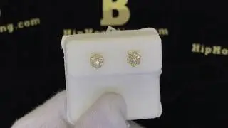 Mini Cluster .28cttw Diamond 14K Yellow Gold Earrings | Real Hip Hop Jewelry E10602