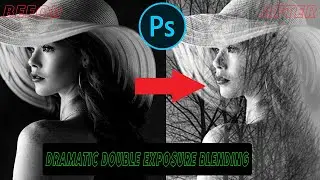 Dramatic Double Exposure Blending Portraits and Nature cs6 2023
