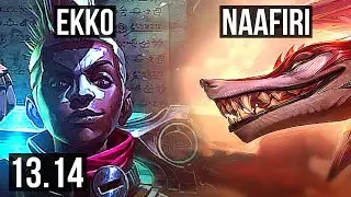 EKKO vs NAAFIRI (MID) | 2.4M mastery, 1800+ games, 6 solo kills, 8/2/4, Godlike | EUW Master | 13.14