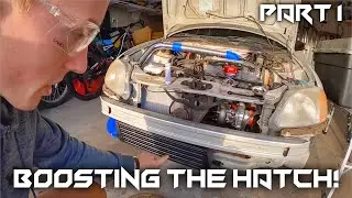 Как установить турбонаддув на Honda Civic (D16Y7) *Часть 1* Установка турбины, перепускного клапа...