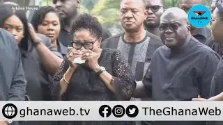First Lady Lordina Mahama weeps uncontrollably as she pays tribute to helicopter victims