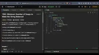 LeetCode 1963: Minimum Number of Swaps to Make the String Balanced | Step-by-Step Guide in C++