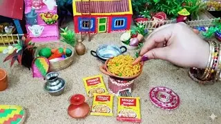 Miniature Masala Maggie||Indian Village Food||Miniature real cooking||Mini kitchen