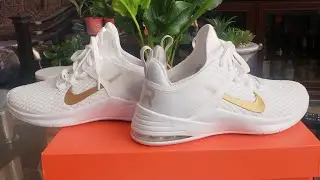 unboxing Nike Air Max Bella TR 3 Training Shoes Women white metallic gold #nike #nikewomen