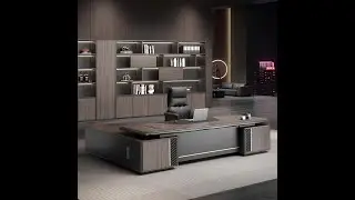 Modern Executive Desk, L Shaped Executive Office Desk with Drawers, Wood Computer Table with Storage