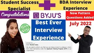 Byju's Student Success Specialist Interview Experience|Selected Candidate| BDA Selection Strategies|