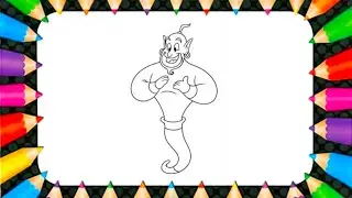 Coloring Genie from Aladdin 🧞&zwj;♂️✨ | Magical Cartoon Art for Kids!#GenieFromAladdin#CartoonColoring