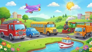 Vehicle Names for Kids | Vehicle Horn | Vehicles Cartoon | Train, Ship & Helicopter Sounds 
