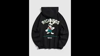 Letter RICHNESS Rabbit Graphic Printed Pullover Hoodie For Men #shorts