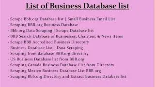 Extracting US Business Database from BBB