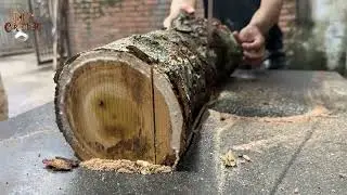 Turning Wood into Art: Creating a Unique 3D Mosaic Table from a Small Log