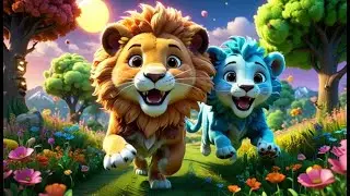 Four Laughing Lions Learn High and Low + More Nursery Rhymes & Kids Songs