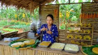 Harvest Banana, Make Steamed Banana Cake With Coconut Milk And Sell At The Market
