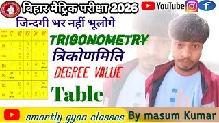 Trigonometry degree value table |   degree value | table त्रिकोणमिति