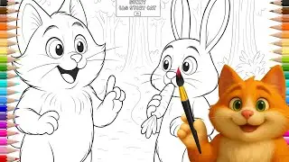 Fun Coloring Page for Kids: Sunny the Cat and Lucky the Rabbit #coloringfun #coloringforkids