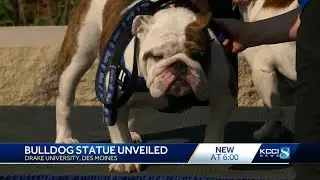 Drake University celebrates the change of the harness as Griff 1 retires