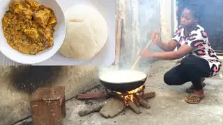 Make Odourless Fufu(Akpu) With Me//Firewood 🔥 Wahala//Easiest Method.