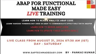 ABAP FOR FUNCTIONAL DEMO|LIVE CLASS FROM 31ST AUG AT 07.30AM|REGISTER